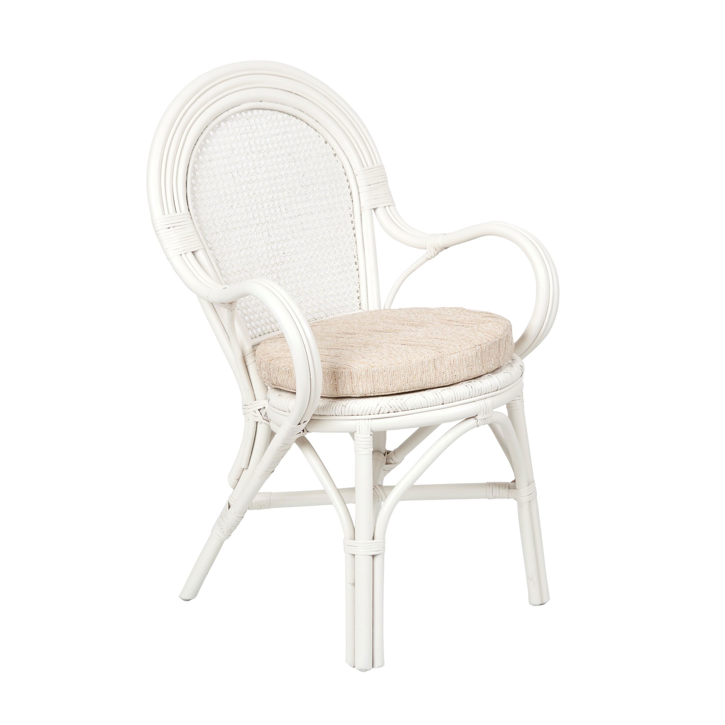 Изображение товара Кресло с подушкой Экодизайн 95 кг натуральный ротанг цвет белый матовый 04/21 W