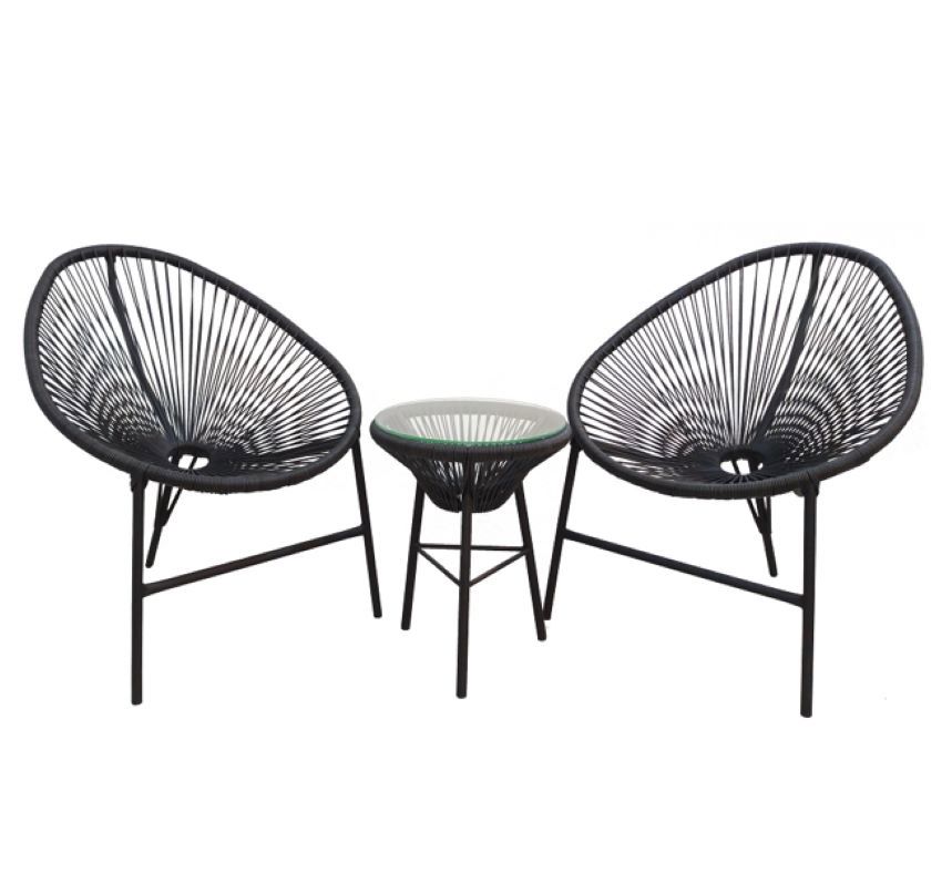 Изображение товара Комплект кофейный Acapulco ЭкоДизайн AC002&AC001 black Patio стол и 2 кресла