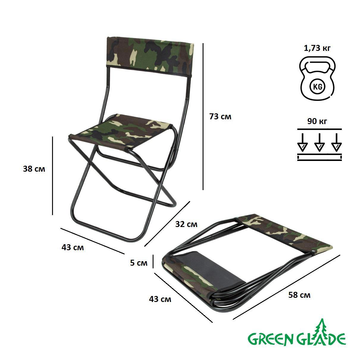 Изображение товара Садовый складной стул Green Glade РС330 с U-образной спинкой
