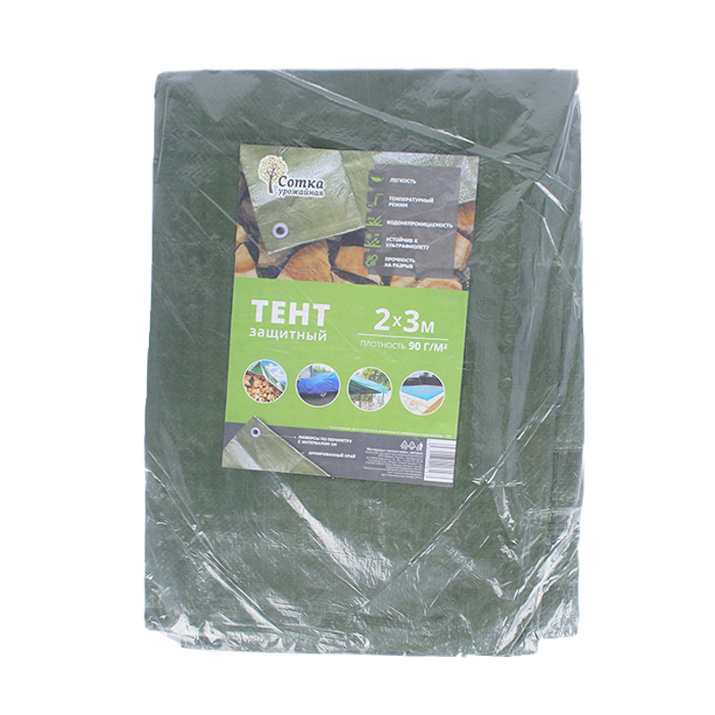 Изображение товара Защитный тент Урожайная сотка 2x3м хаки 90г/м² полиэтилен прочный