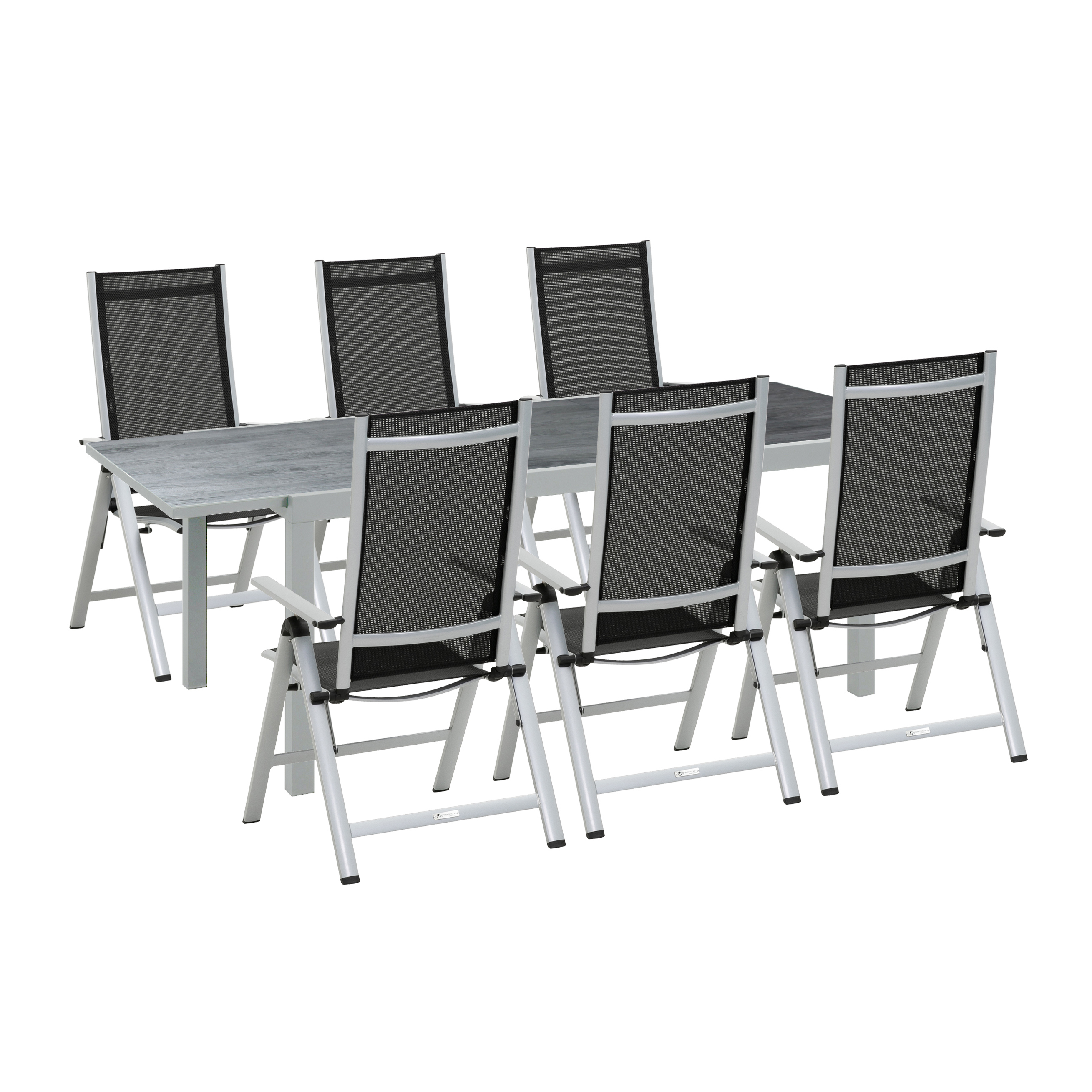 Изображение товара Садовая мебель для обеда Greemotion Monza алюминий и стекло серебряный:стол и 6 кресел