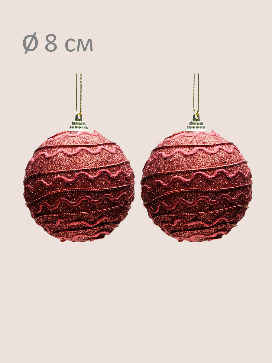 Изображение товара Набор елочных шаров China dans 9920386 8 см красные 3 шт пластик новогодний декор