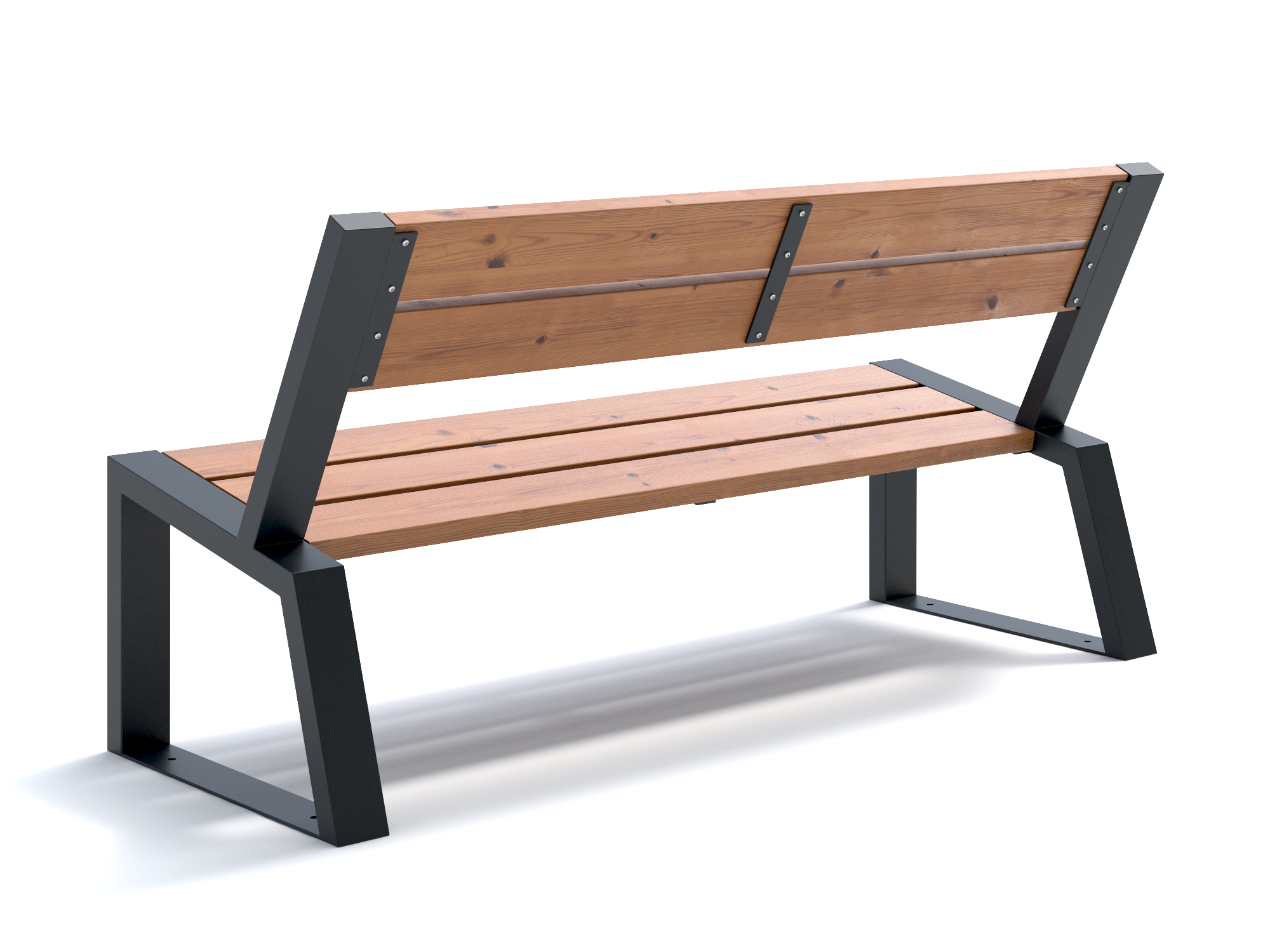 Изображение товара Садовая скамья MIROZDANIE Stone графит 3 места из термососны с металлическим каркасом