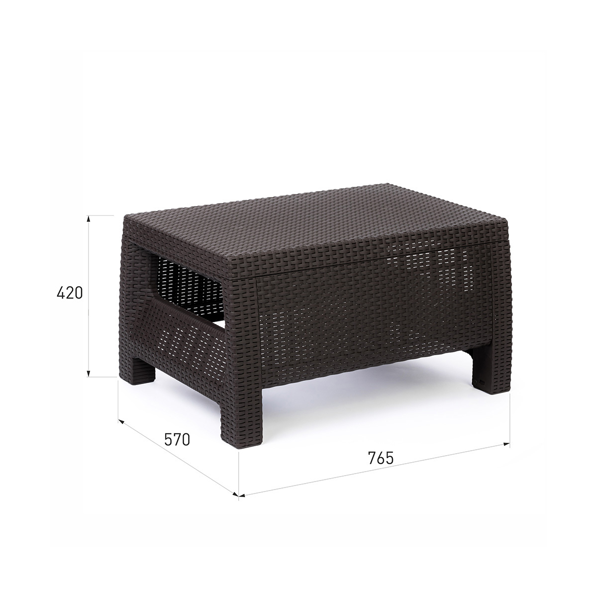 Изображение товара Нераздвижной садовый стол Альтернатива РОТАНГ ПЛЮС 76.5x57x42 см пластиковый коричневый
