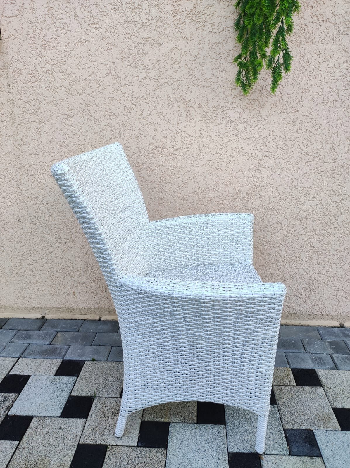 Изображение товара Кресло садовое Calamusdon Кипр из искусственного ротанга бело-серое 67x65x90 см