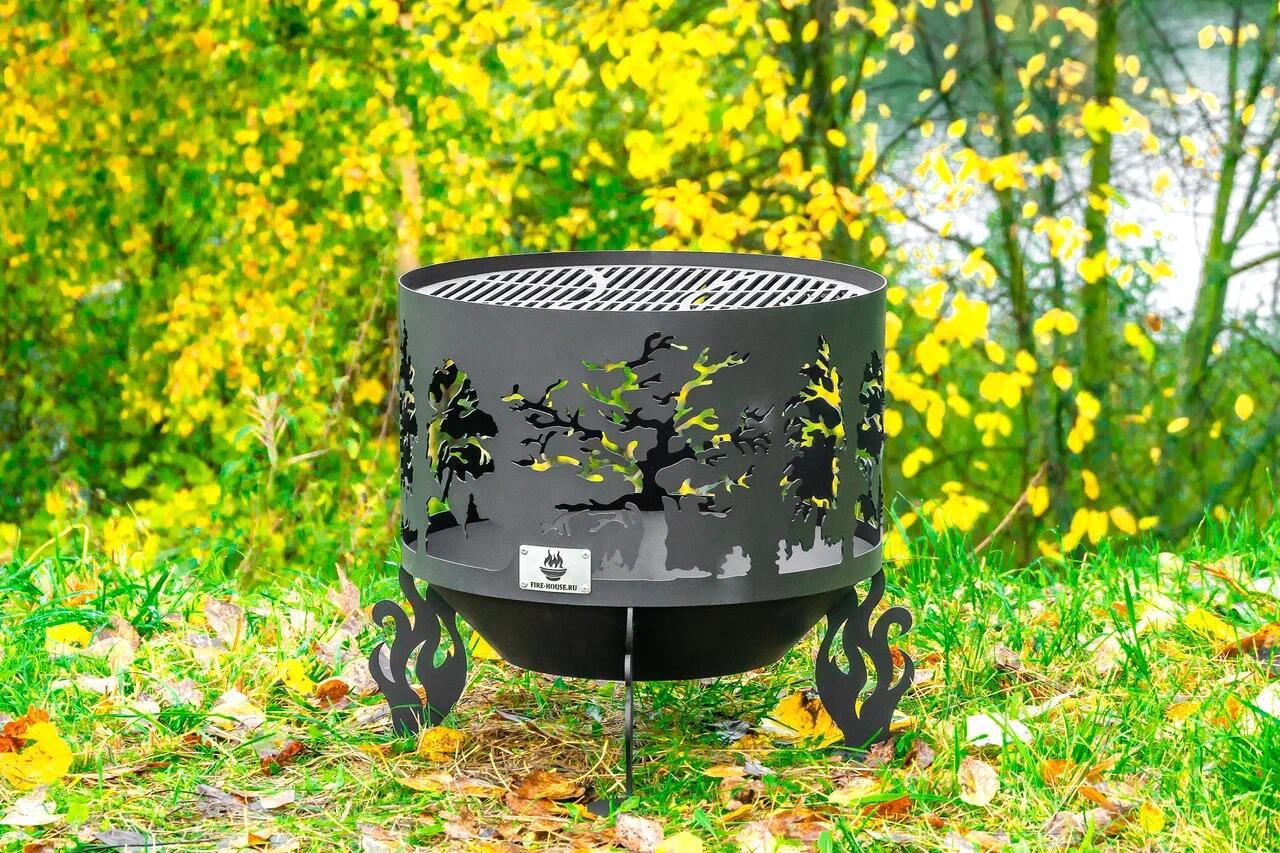 Изображение товара Костровая чаша Деревья D 50 см с решеткой гриль Fire House сталь 50x49x50 см