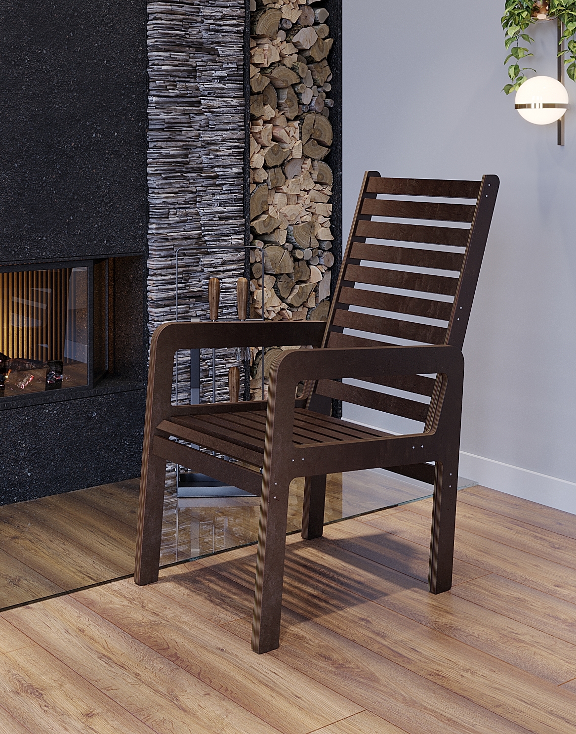 Изображение товара Современный садовый стул Классика из березового шпона с металлом