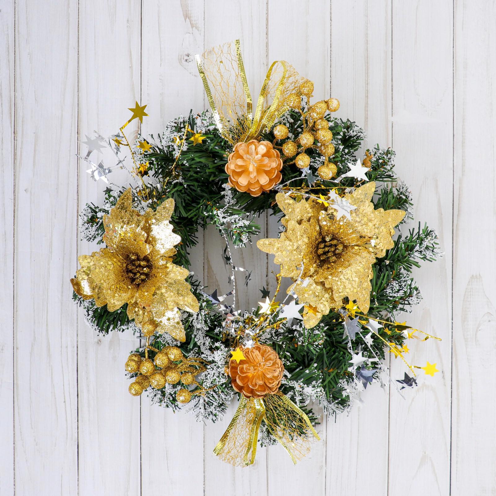 Изображение товара Рождественский венок Зимнее волшебство 4322935 золото 24 см