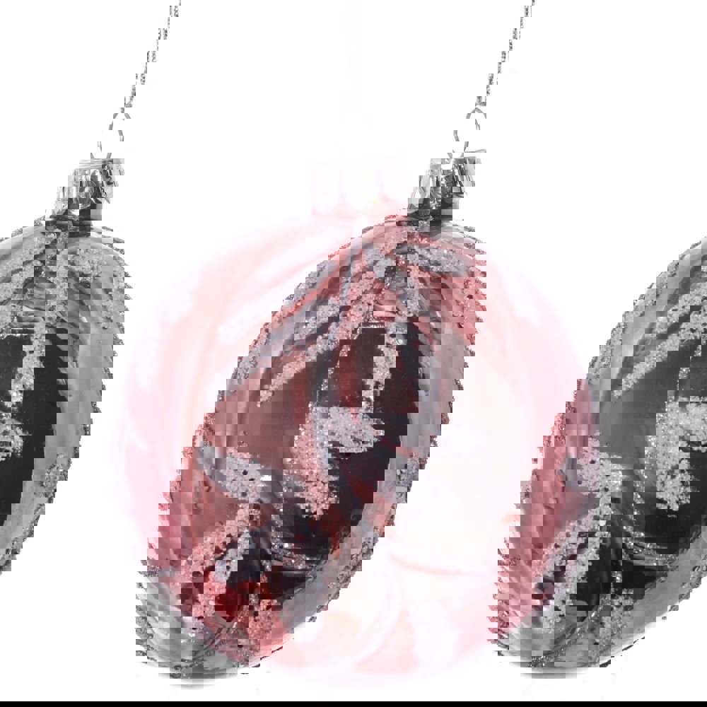 Изображение товара Елочный шар 721309 Серебряная веточка 8 см стекло розовый