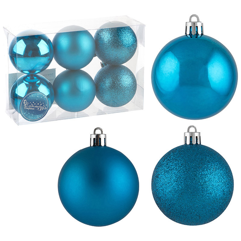 Изображение товара Набор елочных шаров Волшебная страна 6 шт 11.5 см синий в подарок