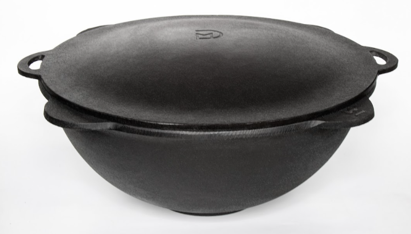 Изображение товара Казан из чугуна с крышкой саджем 8 л узбекский, DAVR METALL