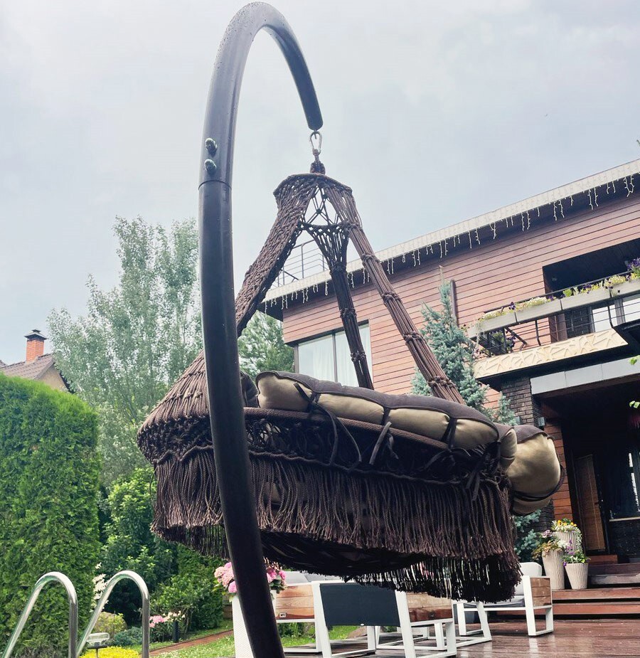 Изображение товара Качели садовые CARTAGENA HANK до 150 кг коричневый с подушкой и каркасом из стали