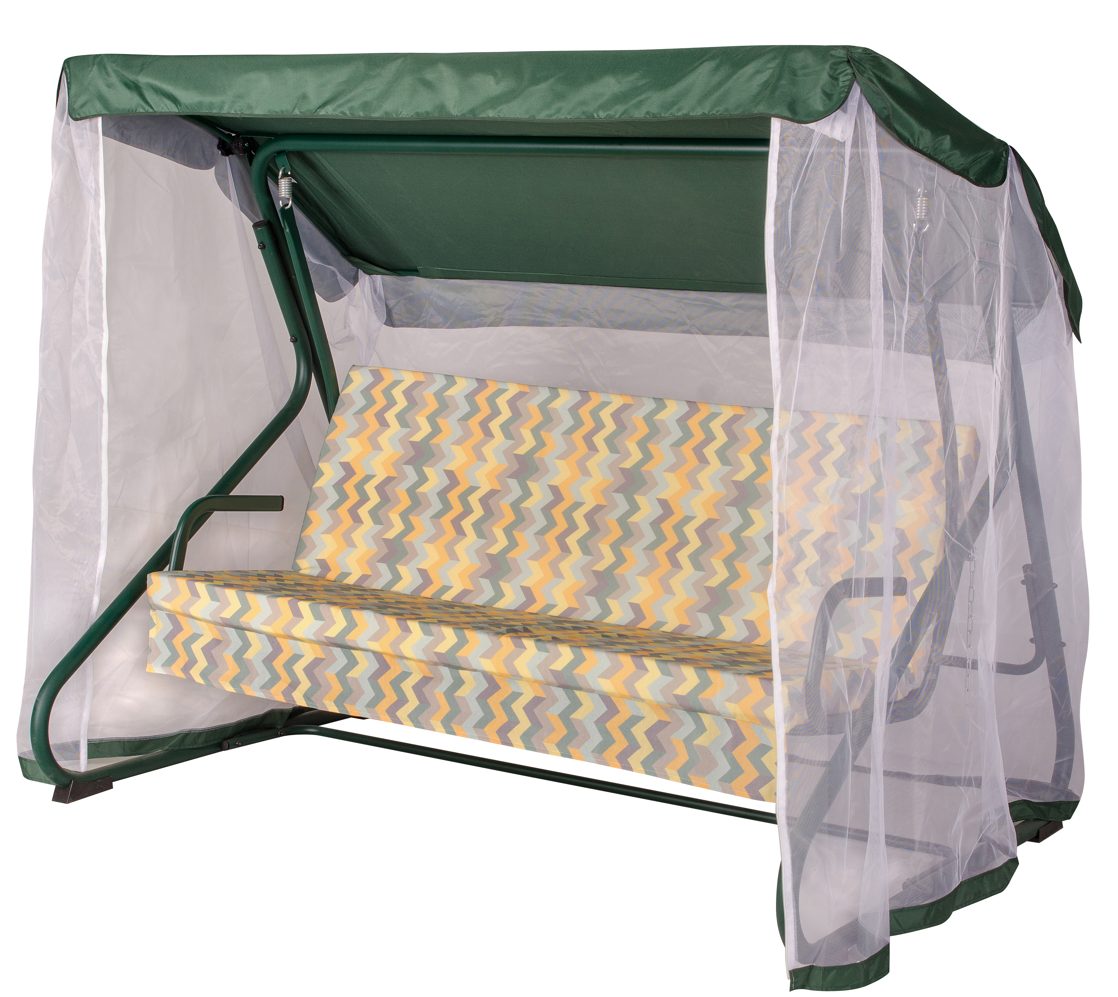 Изображение товара Качели садовые Удачная мебель A48G.512.rio Рио 3-х местные до 300 кг желтый/зеленый