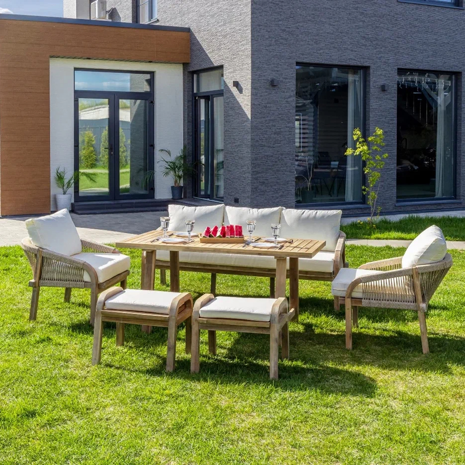 Изображение товара Набор садовой мебели для отдыха Royal family Michelle дерево бежевый 6 предметов