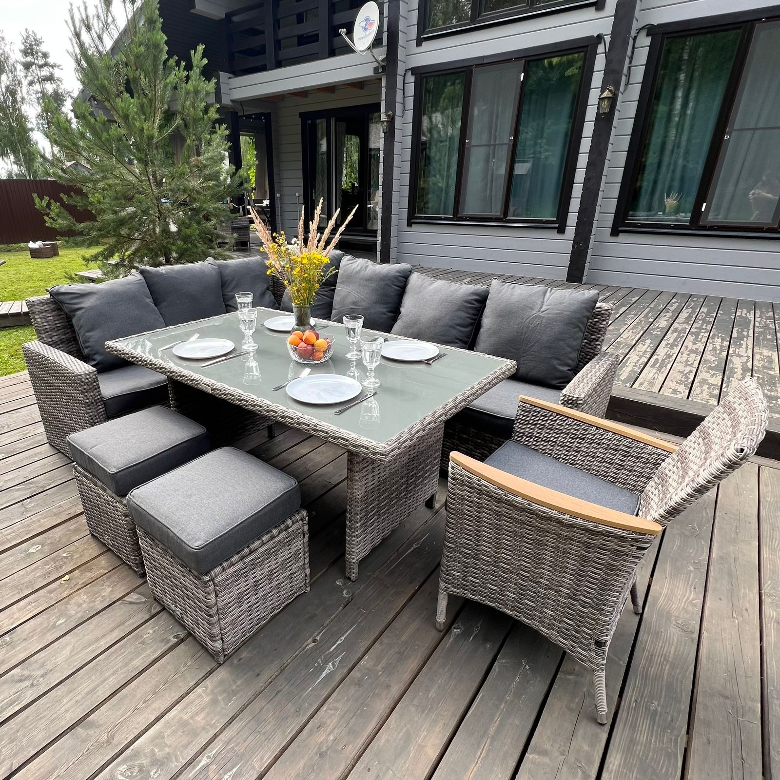 Изображение товара Набор обеденной мебели для сада Royal Family Zorro Wood серый 5 предметов