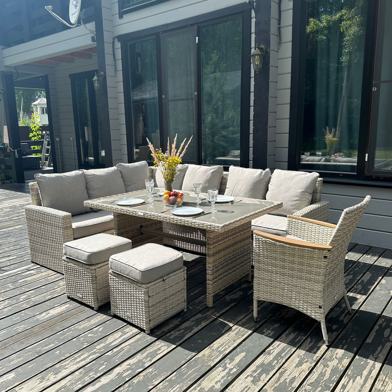 Изображение товара Набор садовой мебели Royal family Zorro Wood 8-10 мест искусственный ротанг