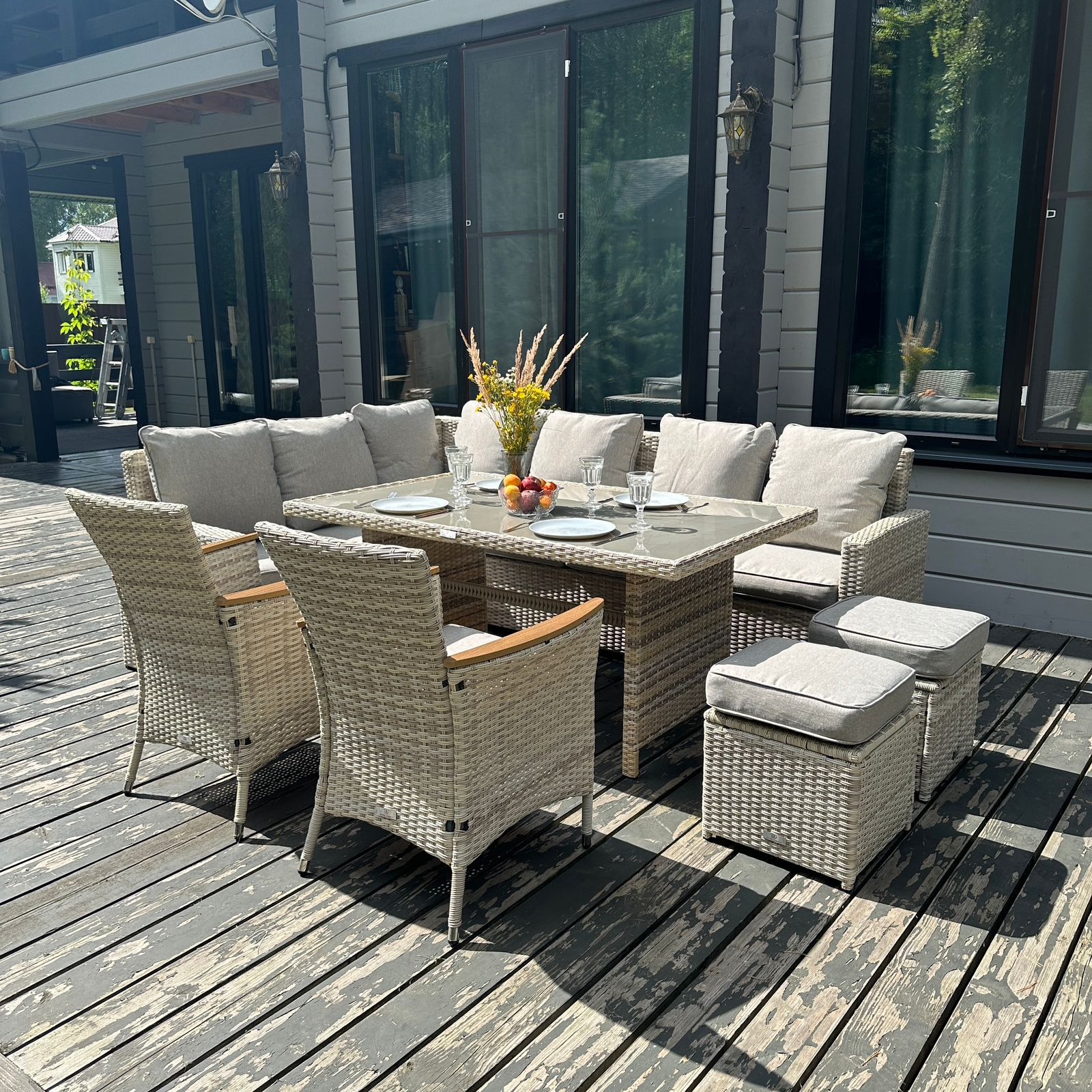 Изображение товара Набор садовой мебели ZORRO WOOD DOUBLE Royal family из ротанга с металлокаркасом