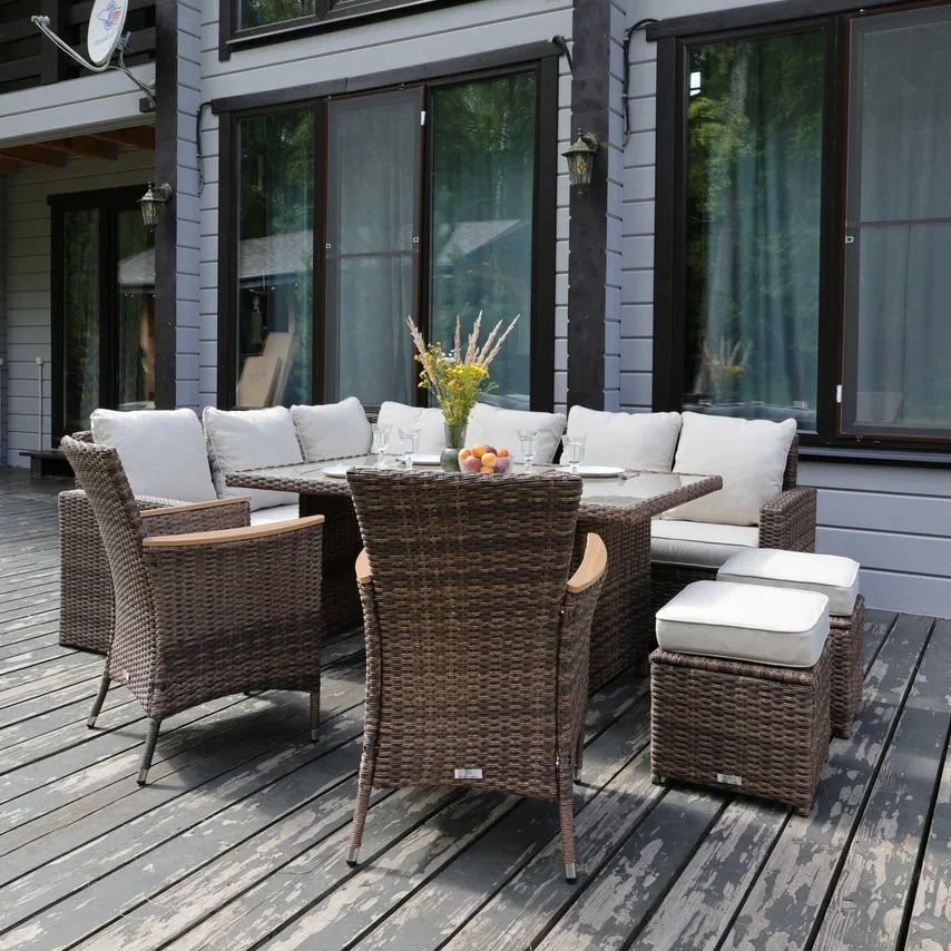 Изображение товара Набор обеденной мебели для сада Royal family Zorro Wood Double коричневый 6 предметов