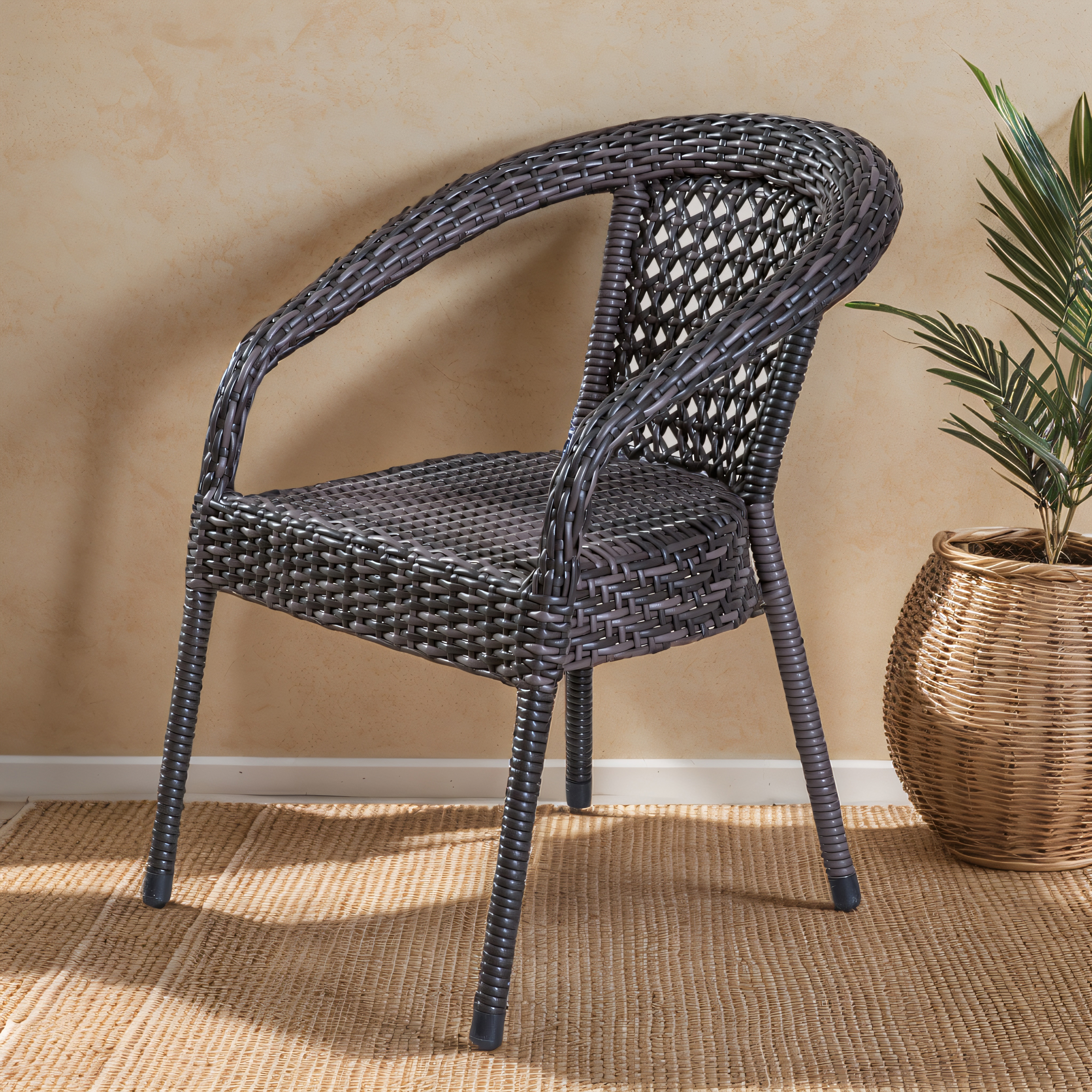 Изображение товара Кресло садовое Aiko Deco 60 см x 70 см x 79 см искусственный ротанг серый/серебристый