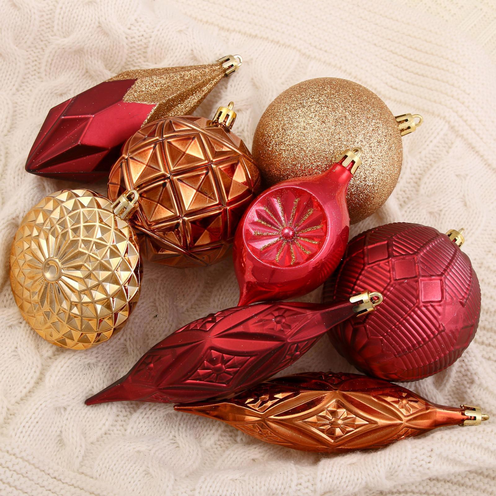 Изображение товара Набор елочных игрушек Вереница 16 шт жёлтый и золотой стильное украшение елки