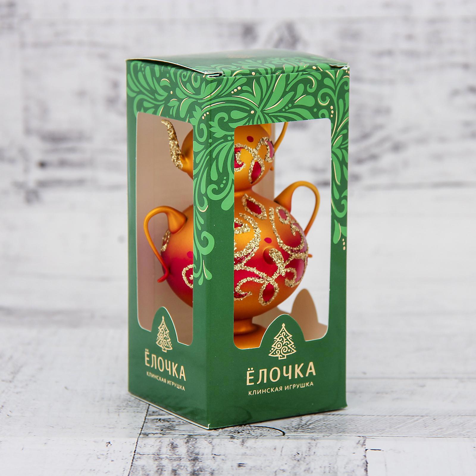 Изображение товара Набор елочных игрушек Самовар Ёлочка 1721445 10.5 см х 4 см разноцветный