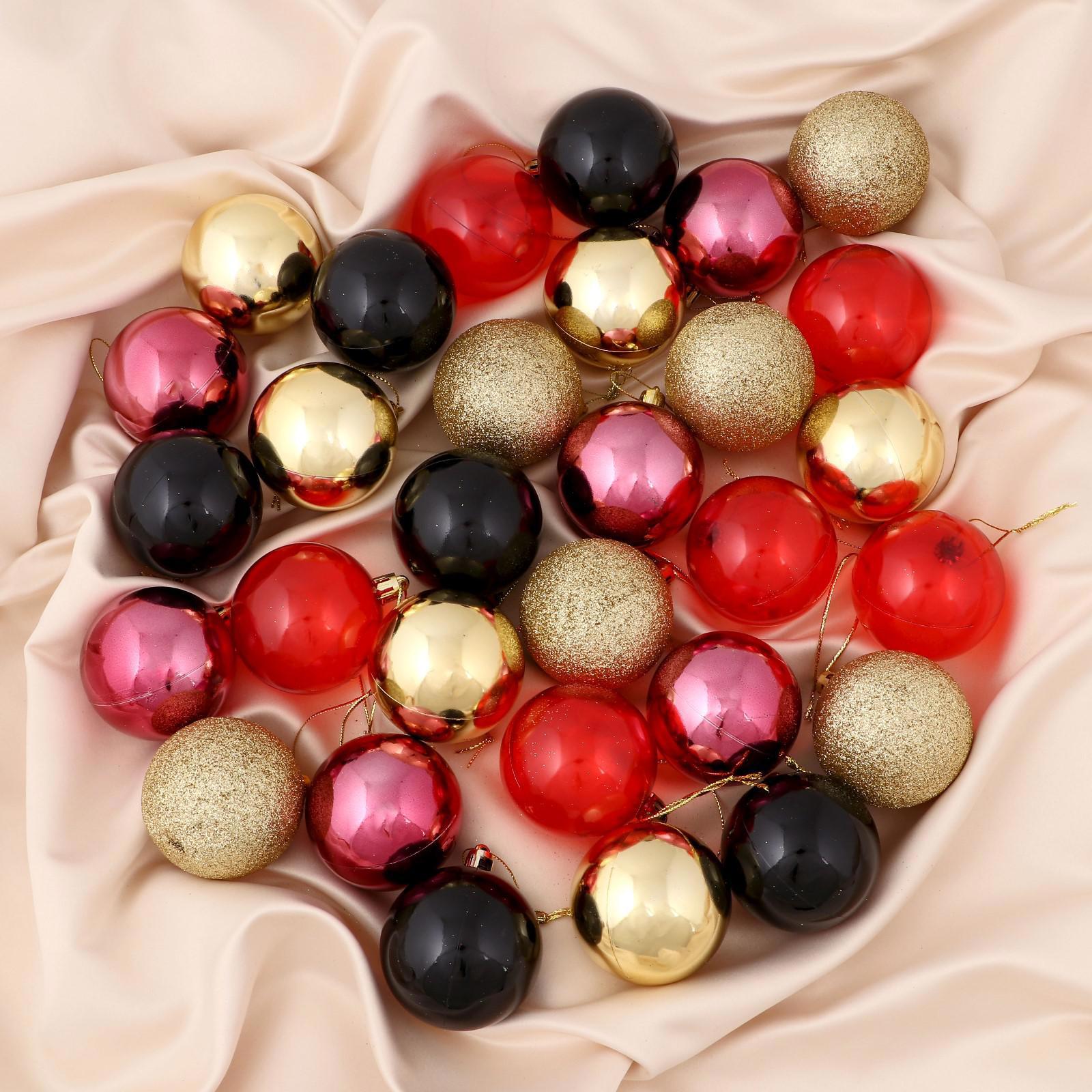 Изображение товара Набор елочных шаров Зимнее волшебство 30 шт глянцевые пластик 6 см разноцветный