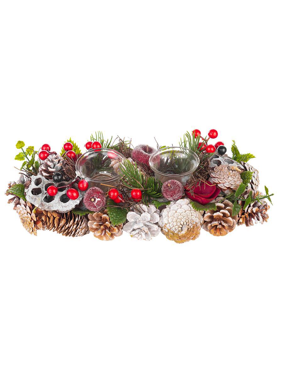 Изображение товара Подсвечник Новогоднее украшение Снежная фантазия 32х14х8 см из полипропилена