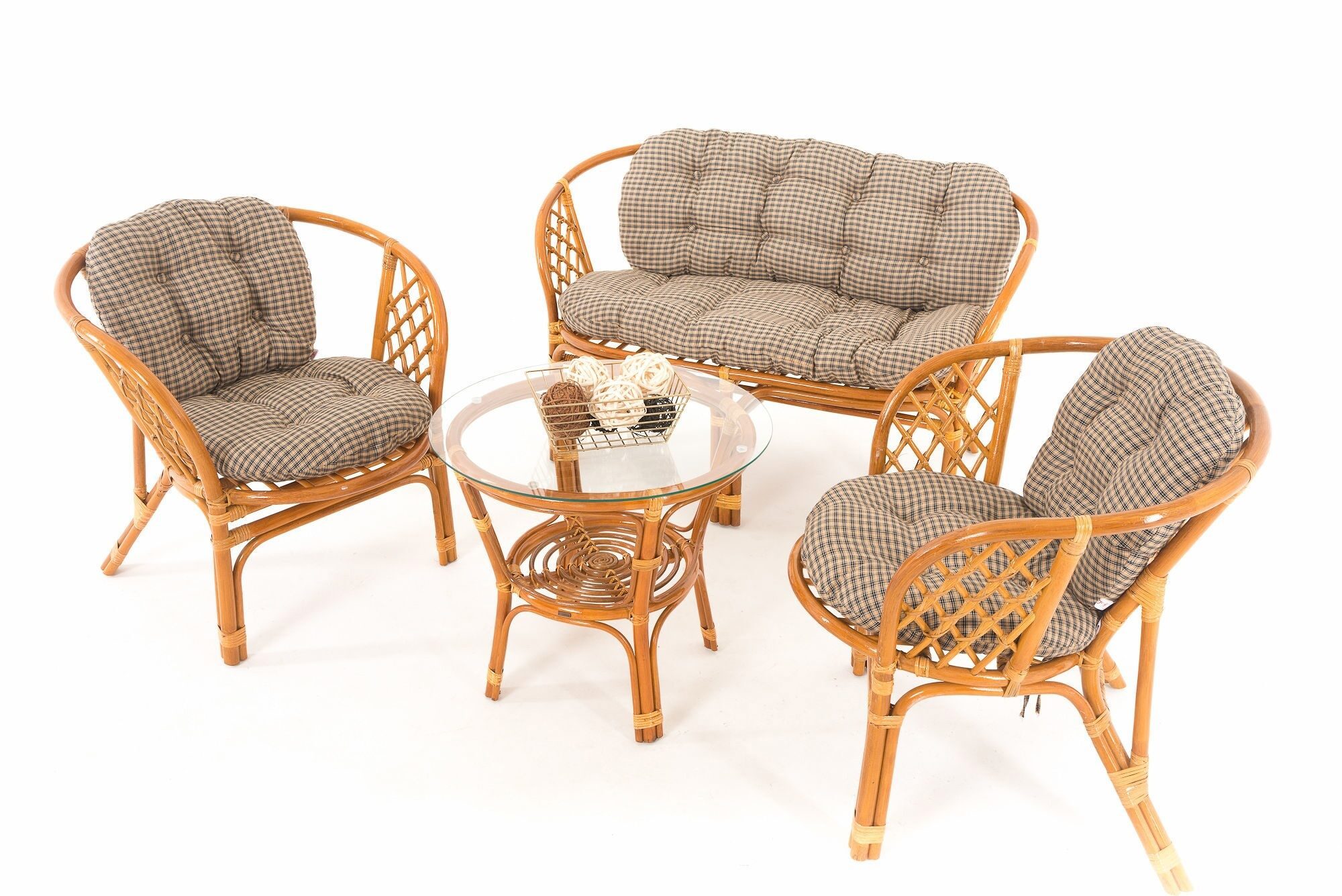 Изображение товара Садовая мебель для отдыха Vinotti Calamus Rotan натуральный ротанг светло-коричневый:стол, диван, 2 кресла