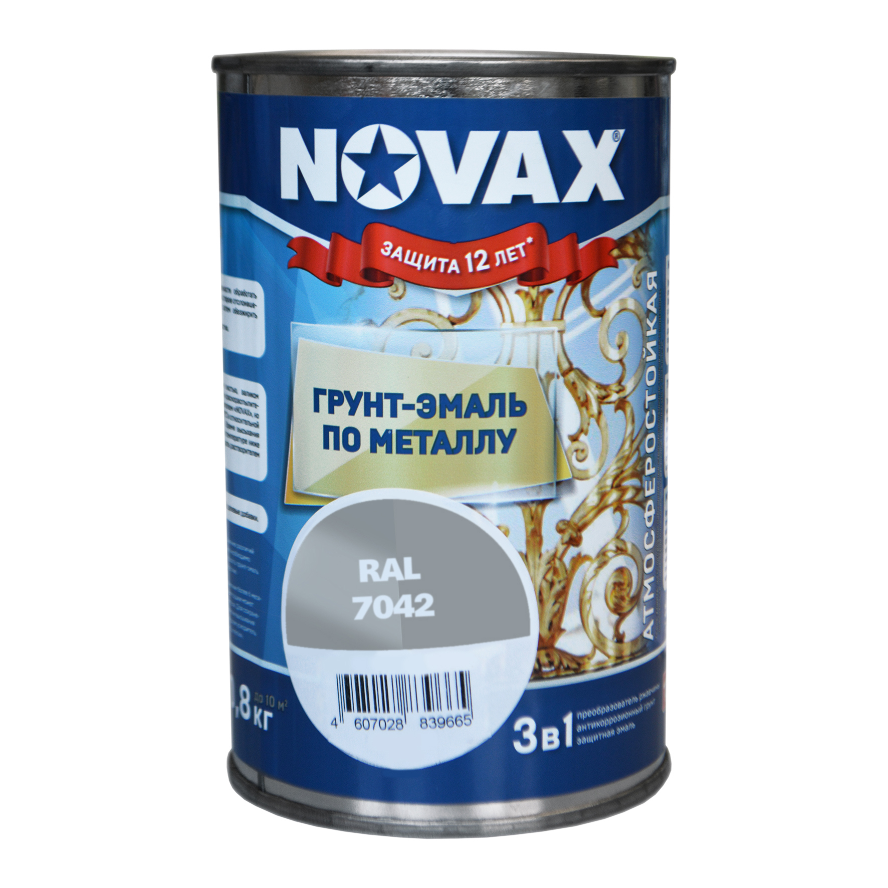 Изображение товара Грунт-эмаль 3 в 1 антикоррозионная Novax цвет серый RAL 7042 0.8 кг Изображение товара Грунт-эмаль 3 в 1 антикоррозионная Novax цвет серый RAL 7042 0.8 кг