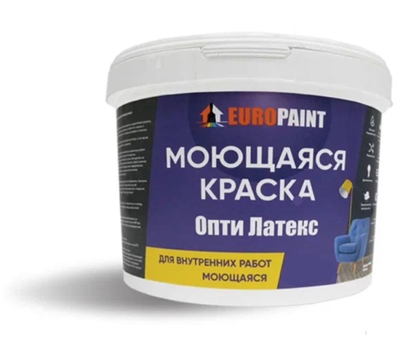 Изображение товара Краска Europaint декоративная для стен обоев потолка дерева матовое покрытие 7 кг белый