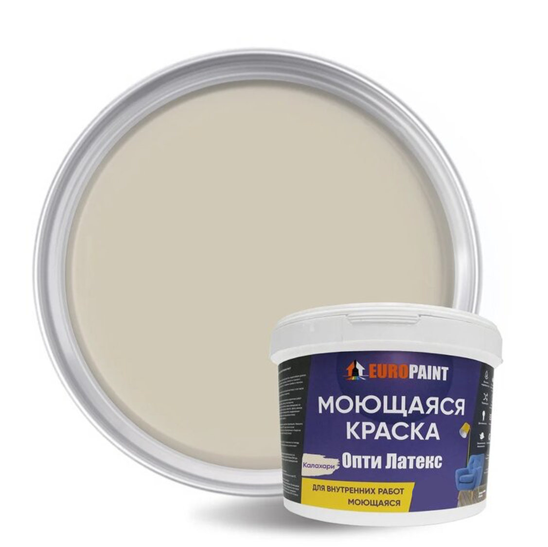 Изображение товара Краска EUROPAINT Опти Латекс цвет калахари 5 л Изображение товара Краска EUROPAINT Опти Латекс цвет калахари 5 л