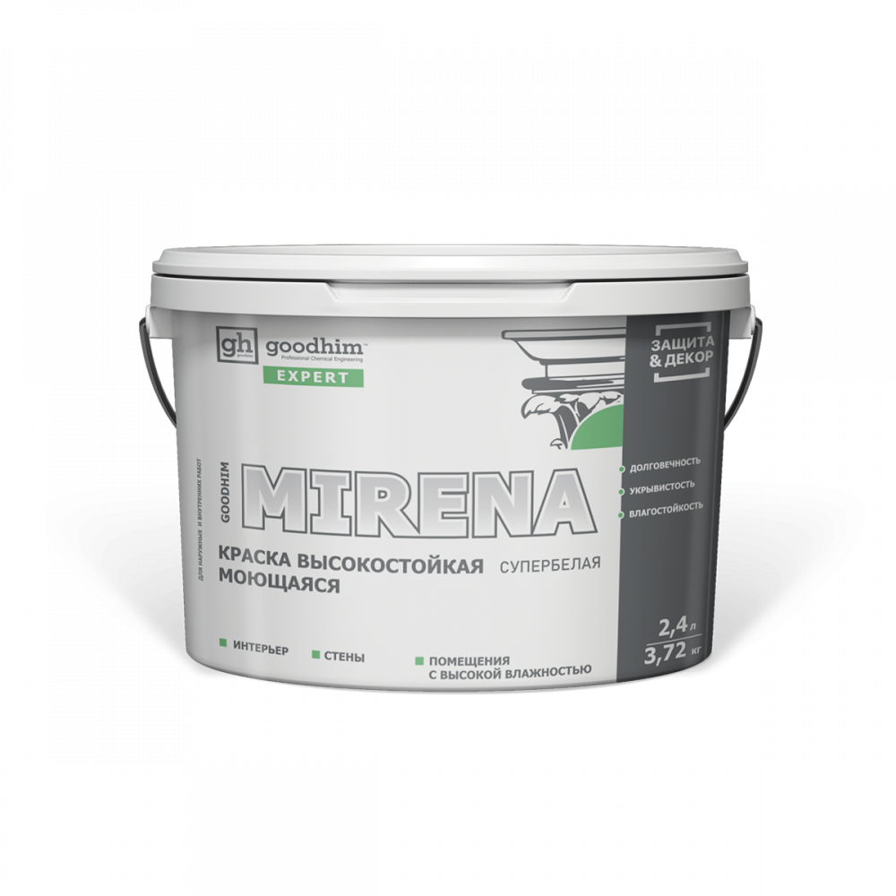 Изображение товара Краска для внутренних покрытий GOODHIM EXPERT MIRENA 70910 цвет белый 2.4 л
