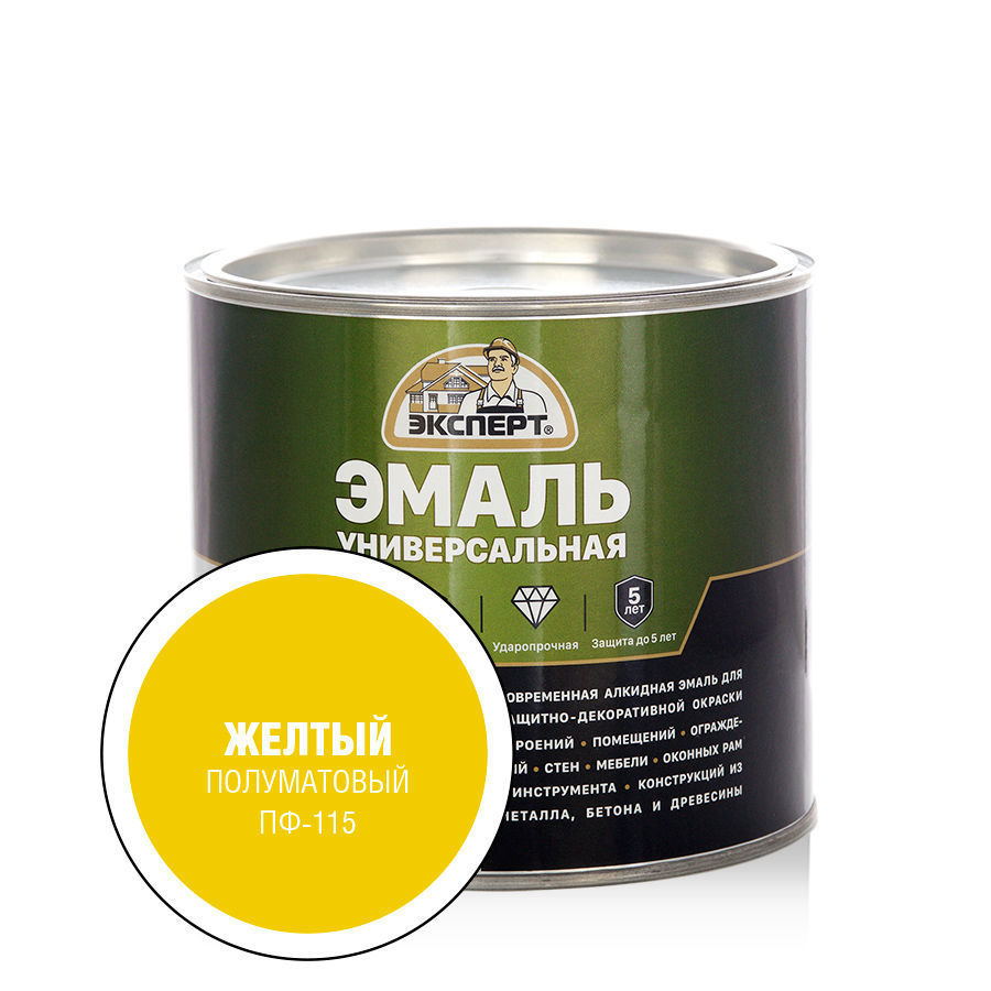 Изображение товара Эмаль ЭКСПЕРТ 30492 полуматовая желтая 1. 8 кг Декоративно-защитное покрытие