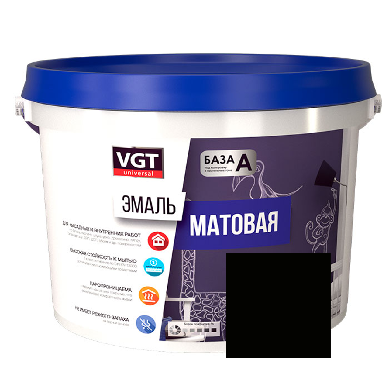 Изображение товара Эмаль VGT 31615 цвет черный 2.50 кг