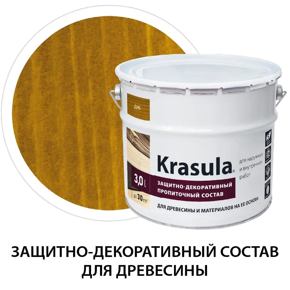 Изображение товара Защитно-декоративный антисептик для древесины НОРТ Красула/Krasula дуб 3 л