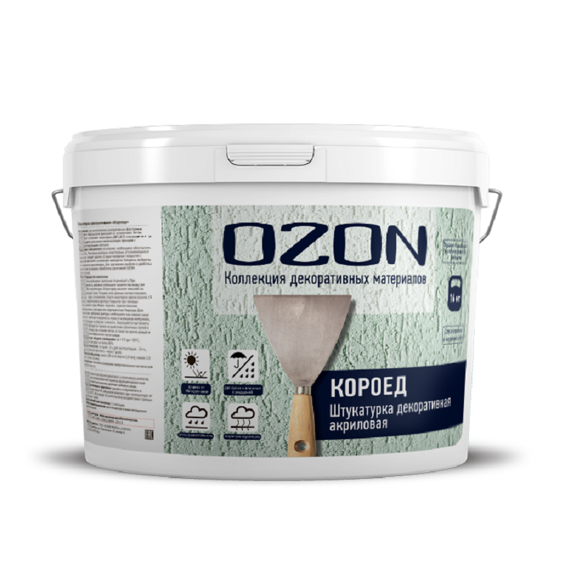Изображение товара Декоративная штукатурка OZON Короед белая для фасадов и стен