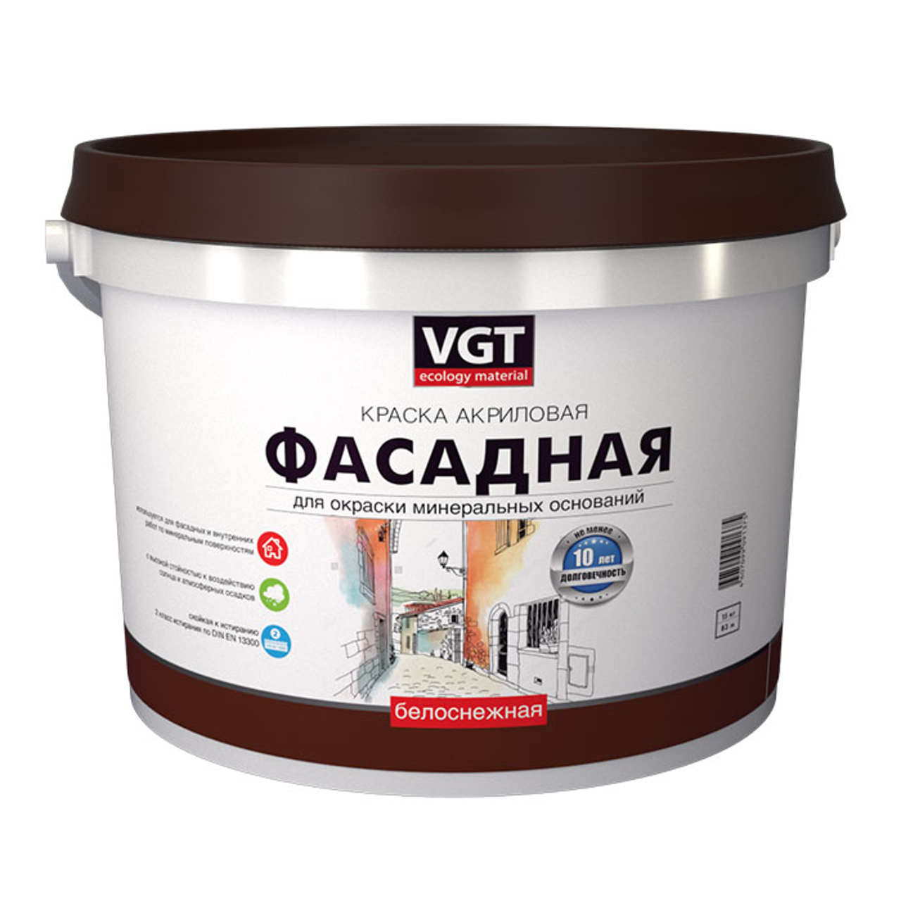 Изображение товара Краска фасадная VGT 1593 15 л цвет белый Изображение товара Краска фасадная VGT 1593 15 л цвет белый