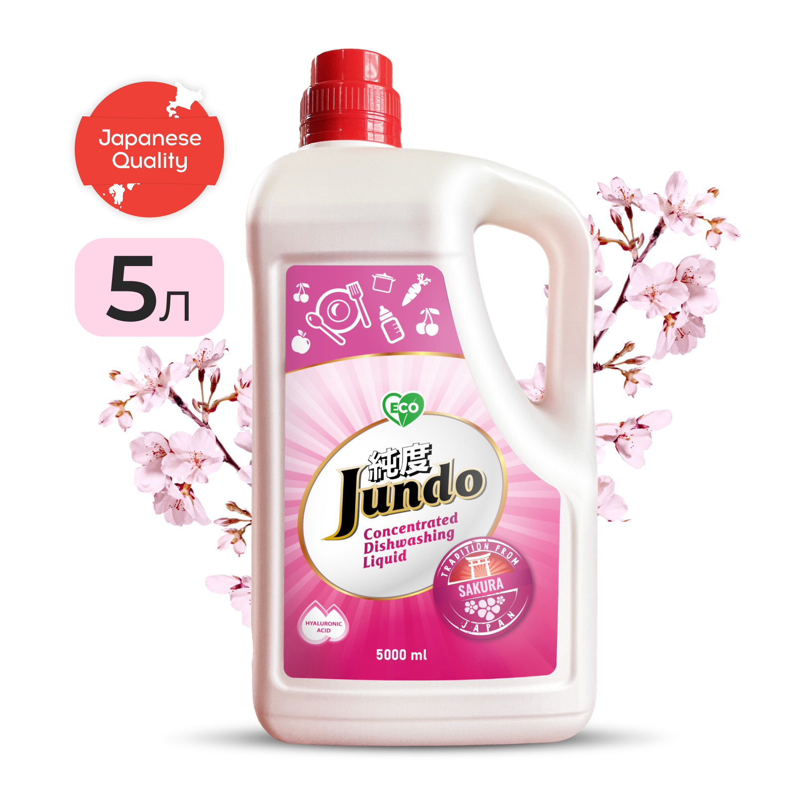 Изображение товара Гель для мытья посуды JUNDO 4903720021538 Sakura 5 л Изображение товара Гель для мытья посуды JUNDO 4903720021538 Sakura 5 л