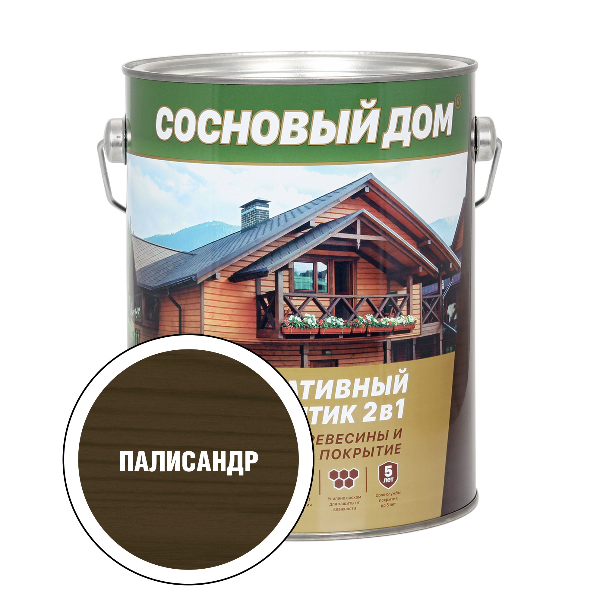 Изображение товара Защитный состав для древесины СОСНОВЫЙ ДОМ 29533 цвет палисандр 2.7 л 3 шт