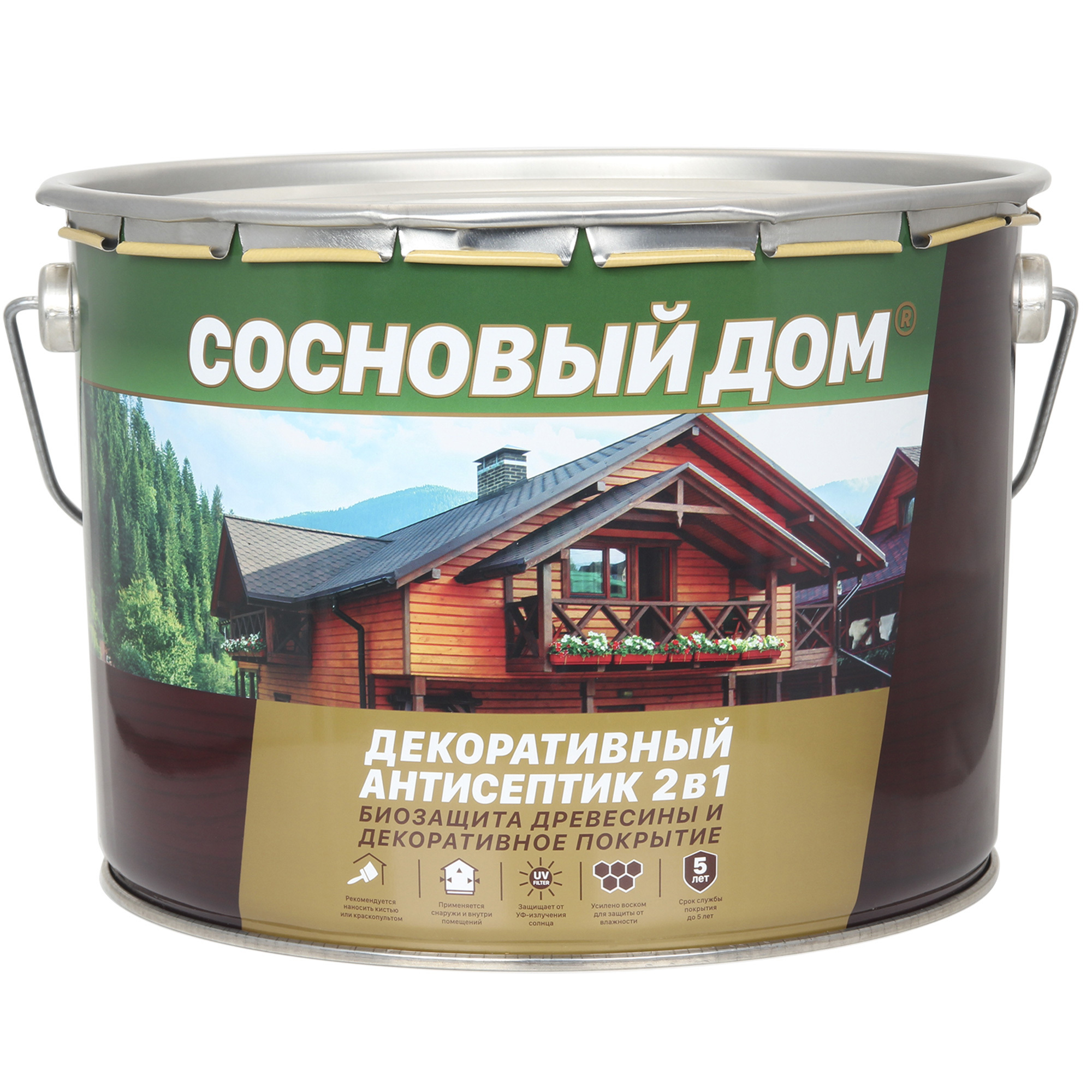 Изображение товара Защитный состав для древесины СОСНОВЫЙ ДОМ 29539 цвет орегон 9 л