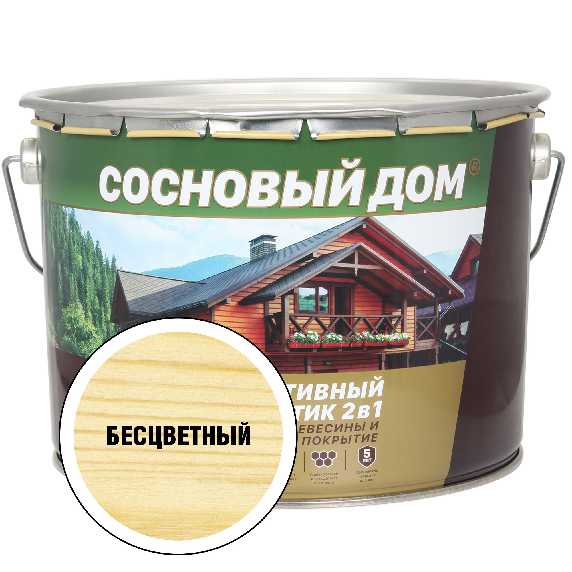 Изображение товара Защитный состав для древесины СОСНОВЫЙ ДОМ 29536 цвет бесцветный 9 л Изображение товара Защитный состав для древесины СОСНОВЫЙ ДОМ 29536 цвет бесцветный 9 л