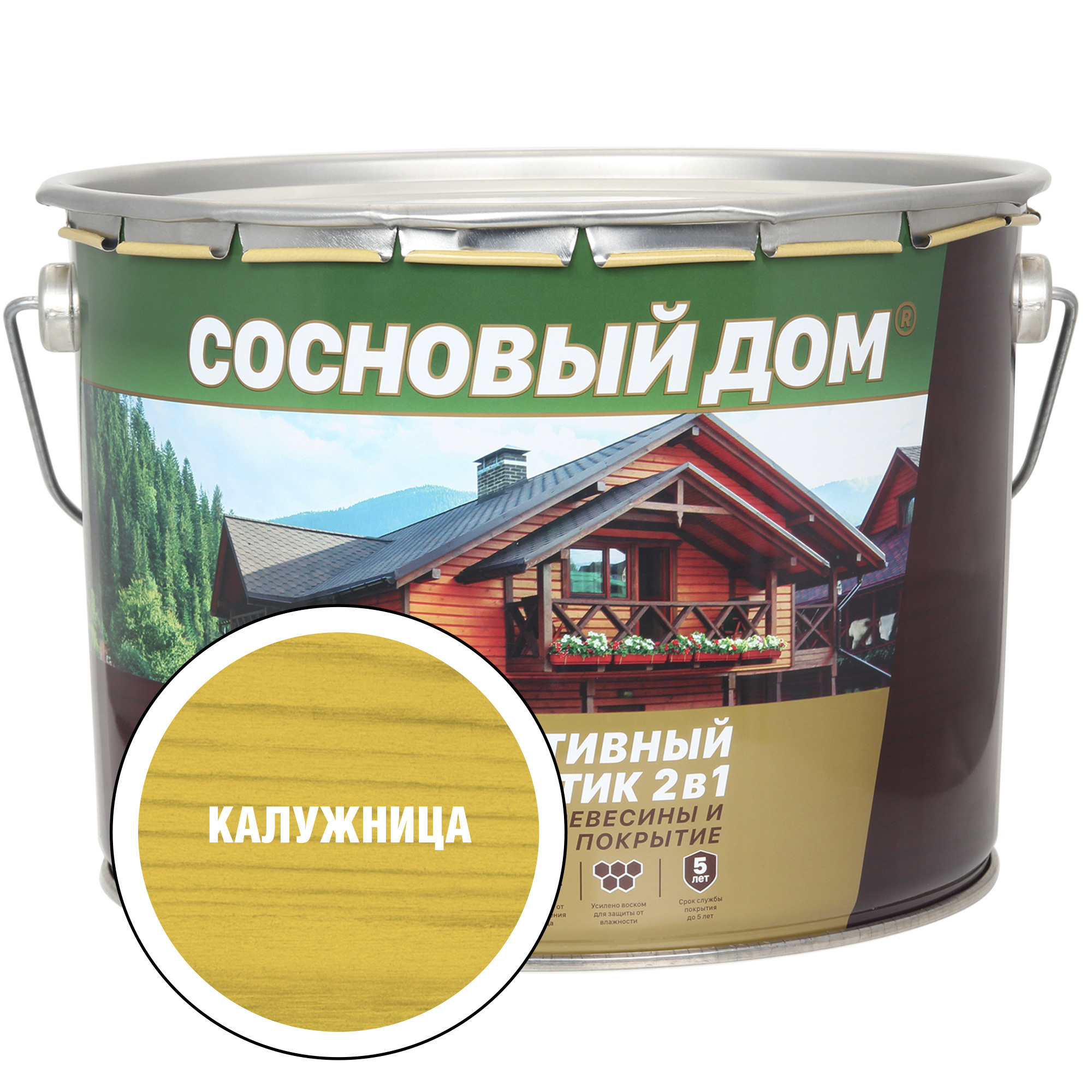 Изображение товара Защитный состав для древесины СОСНОВЫЙ ДОМ 29537 цвет калужница 9 л