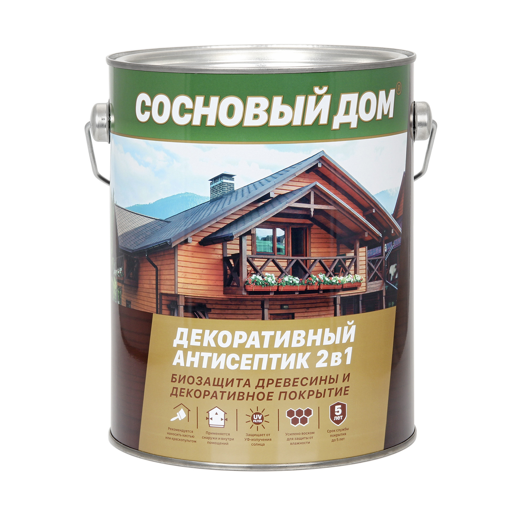 Изображение товара Защитный состав для древесины СОСНОВЫЙ ДОМ 29524 цвет калужница 2.7 л 3 шт