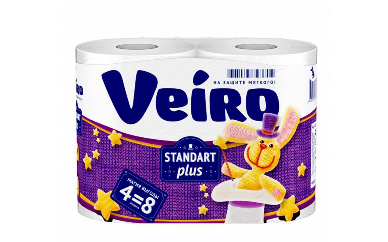 Изображение товара Туалетная бумага Veiro Standart Plus 2х-сл. 4 шт Изображение товара Туалетная бумага Veiro Standart Plus 2х-сл. 4 шт