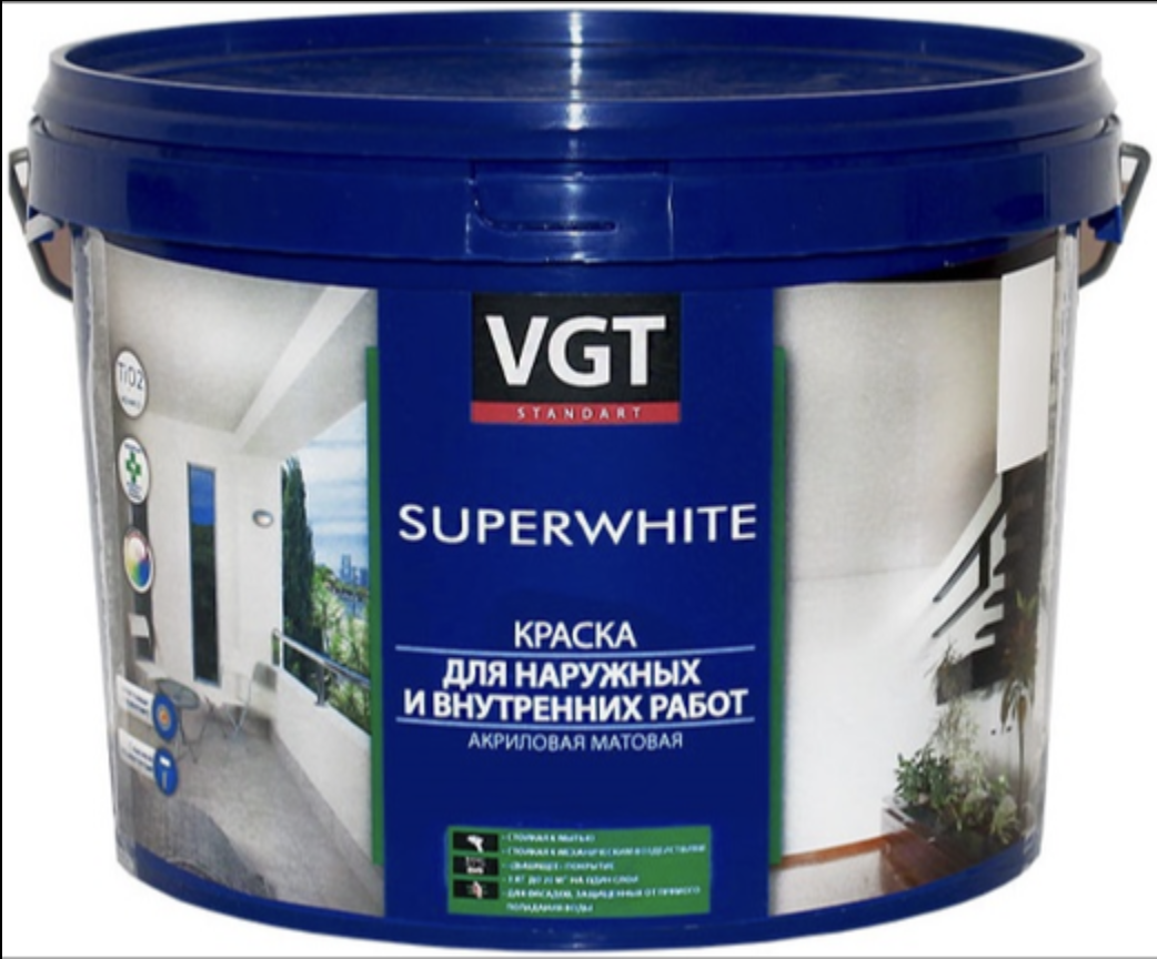 Изображение товара Краска интерьерная VGT 18642В цвет супербелый база A 1.50 л