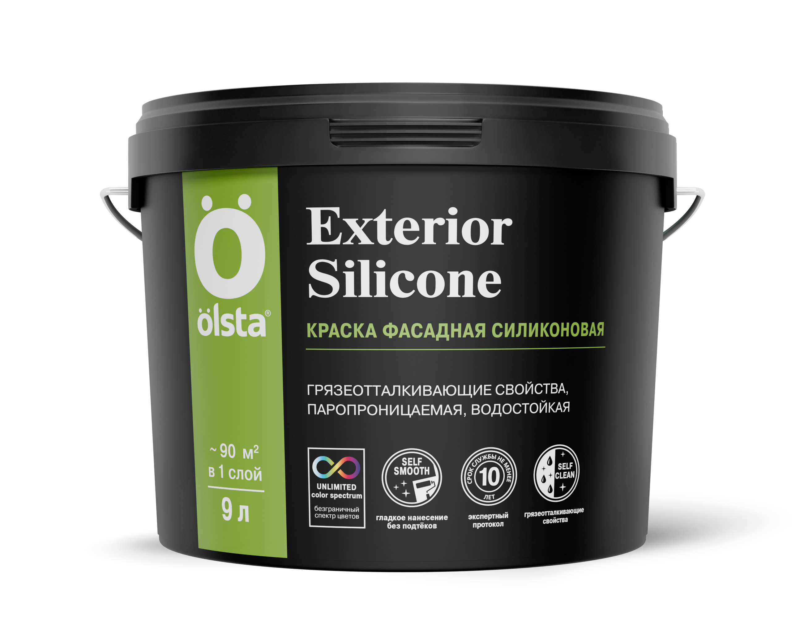 Изображение товара Фасадная силиконовая краска Olsta Exterior silicone матовая 9л белая