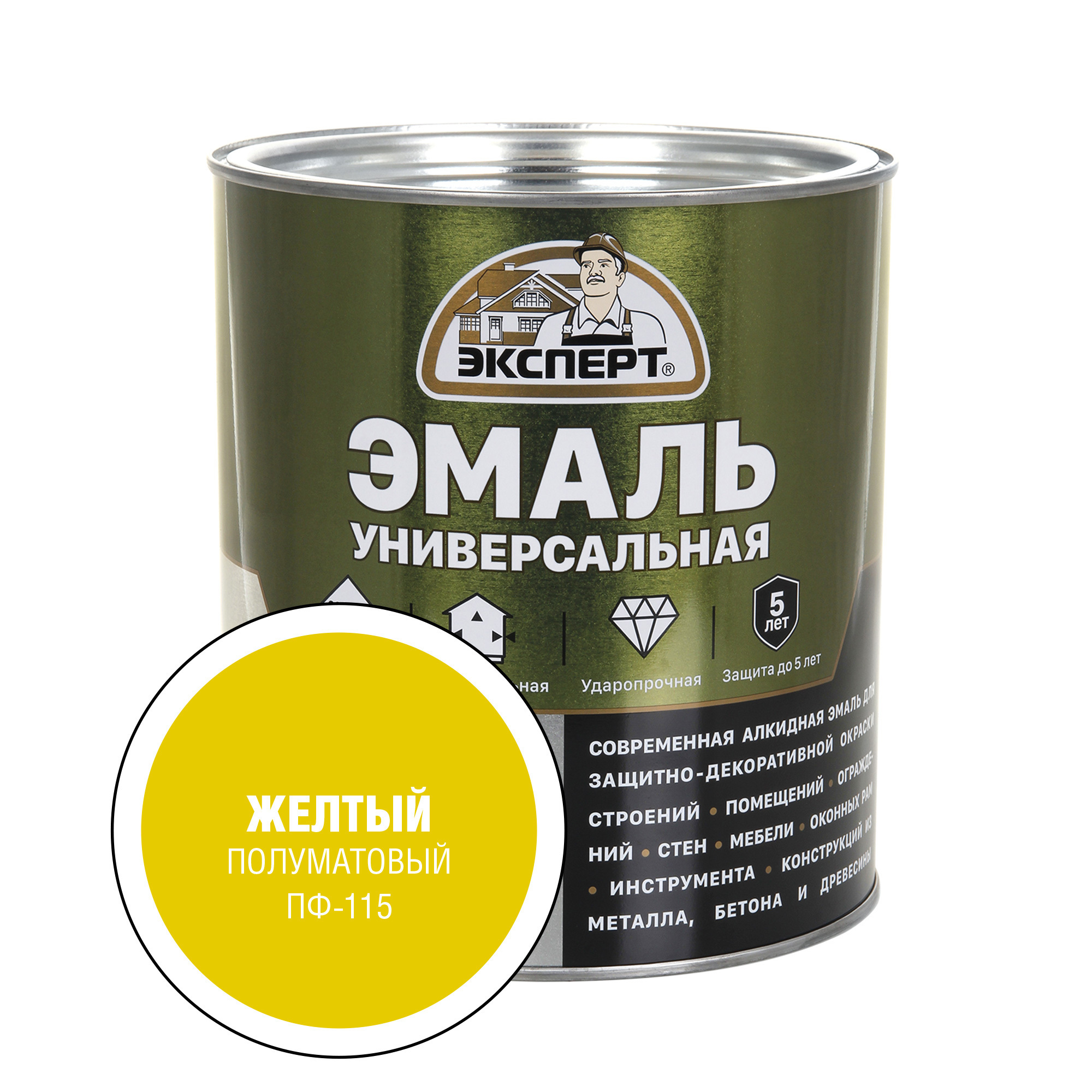 Изображение товара Универсальная алкидная эмаль Эксперт желтая 2.5 кг для внутренних и наружных работ Изображение товара Универсальная алкидная эмаль Эксперт желтая 2.5 кг для внутренних и наружных работ