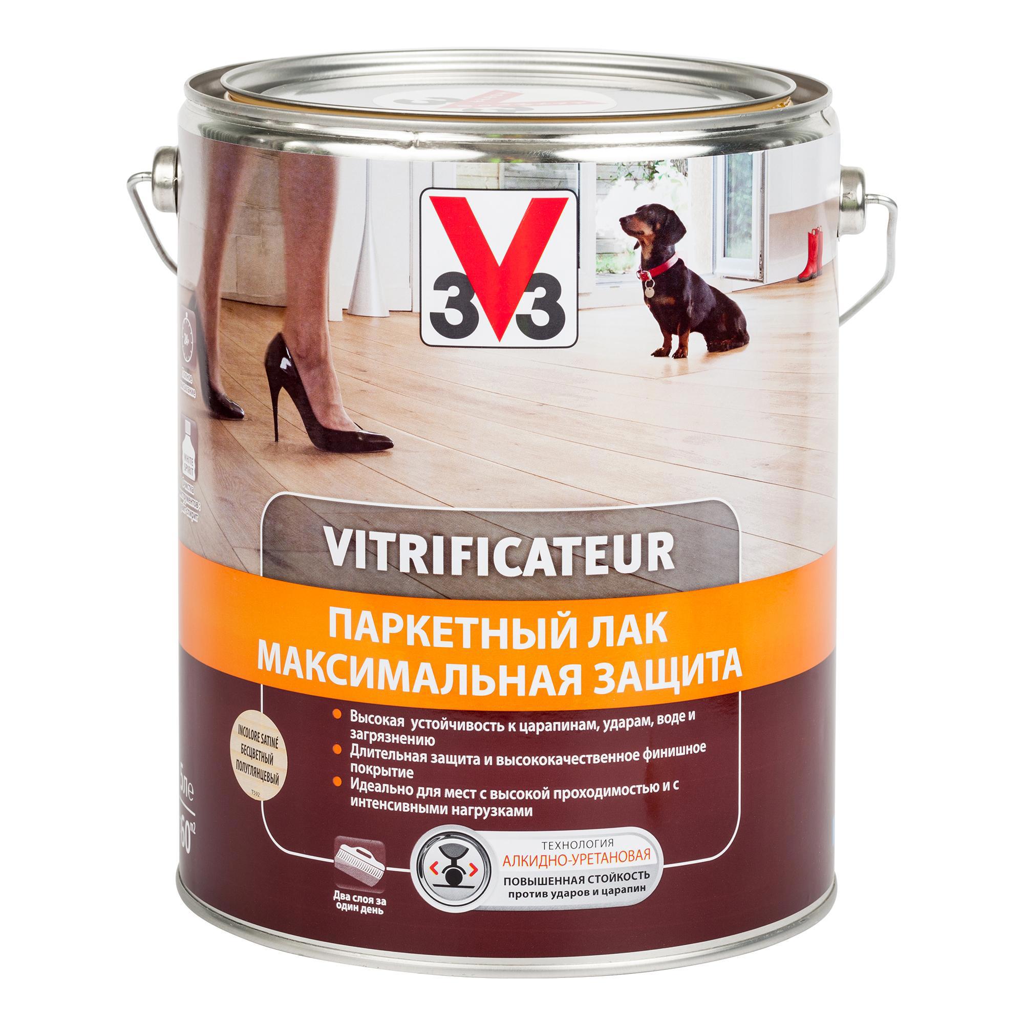 Изображение товара Паркетный лак V33 полиуретановый алкидный 5л бесцветный для защищенных полов