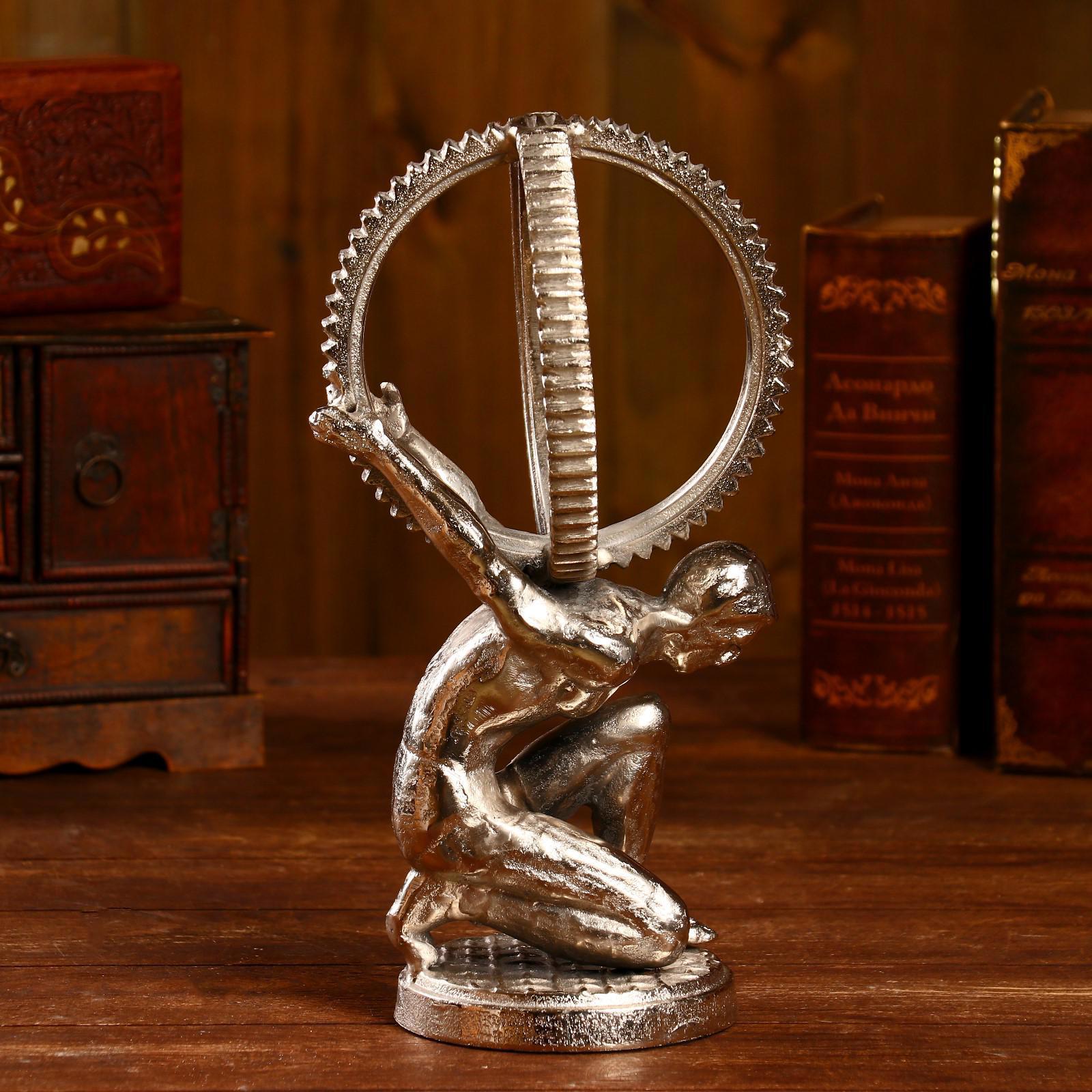 Изображение товара Фигурка сувенирная Simaland Атлант 18.4x18.4x33.7 см (никелевое покрытие)