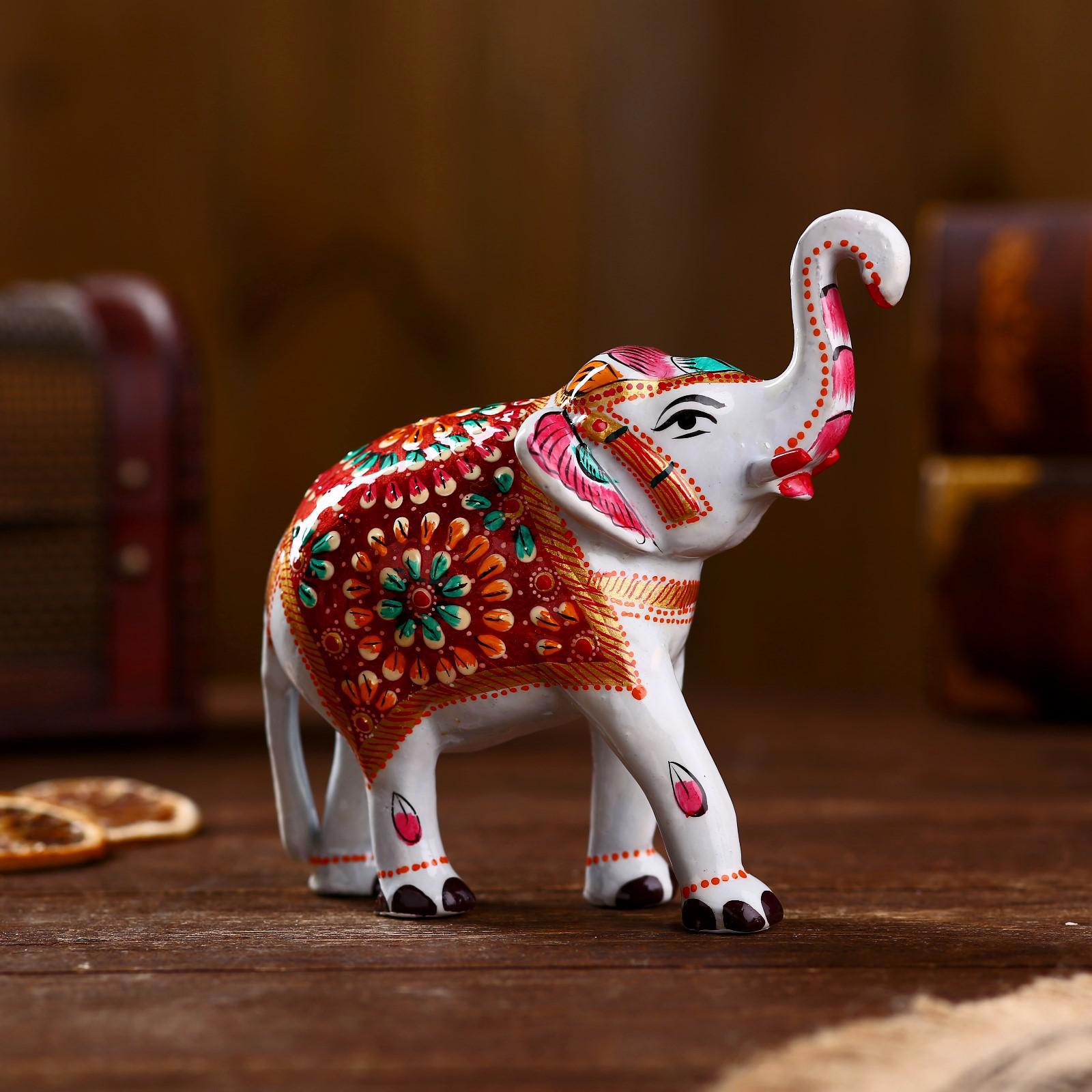 Изображение товара Фигурка Белый слон — декоративная алюминиевая сувенирная фигура 11,5x6x12 см